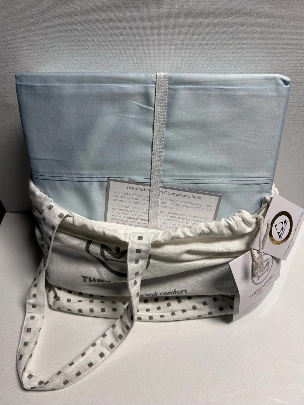 Threadmill Home Linen Twin XL sheet set 100% certified Egyptian cotton Sky blue